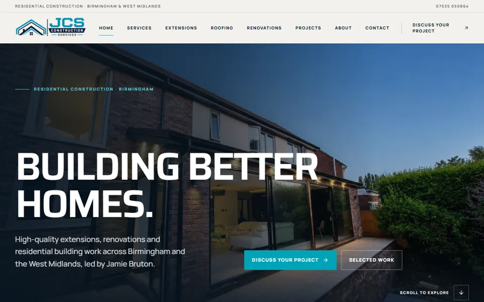 JCS Construction Services website, built by ImanLogic