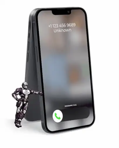 Phone showing a missed call followed by an automatic text-back